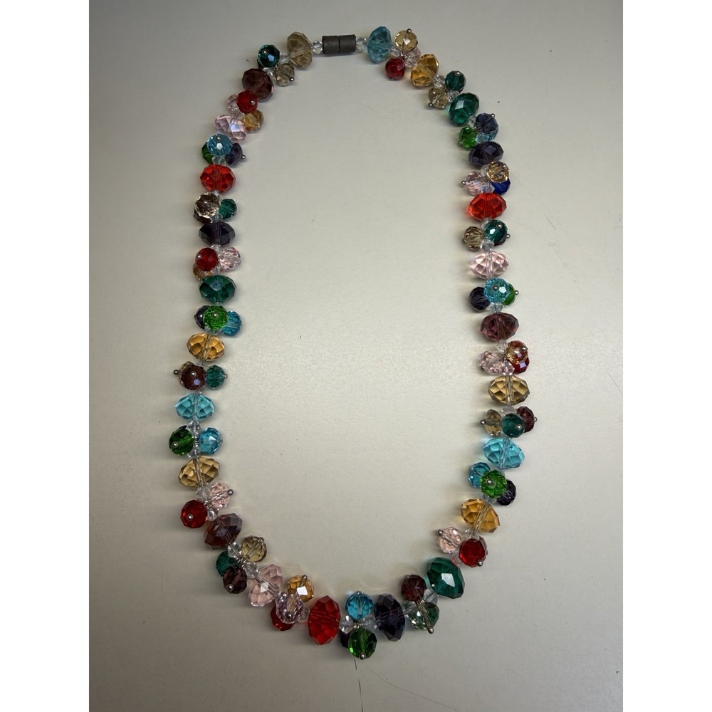 Artisan Handmade Swarovski Crystal Cluster Statement Necklace 18" Magnetic Clasp
